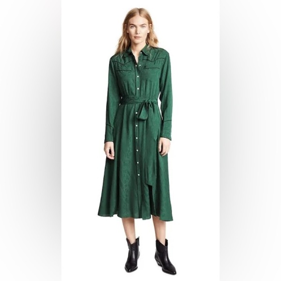New! Veronica Beard Spur Western Silk Dress in Green 💚 size 8 NWT! - Picture 6 of 7